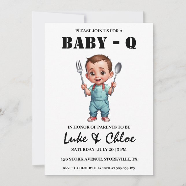 modern bbq baby shower invitations (Front)