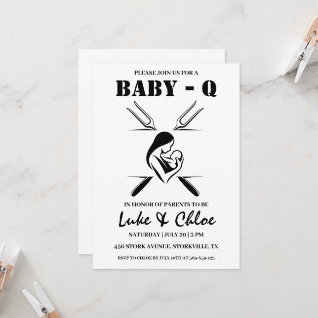 modern bbq baby shower invitations (Front/Back In Situ)