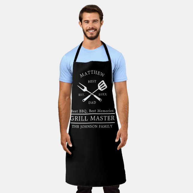Modern BBQ Grill Master Fathers Day Gifts Apron (Worn)