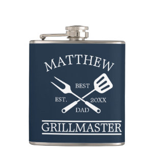 Modern BBQ Grill Master Fathers Day Gifts Hip Flask