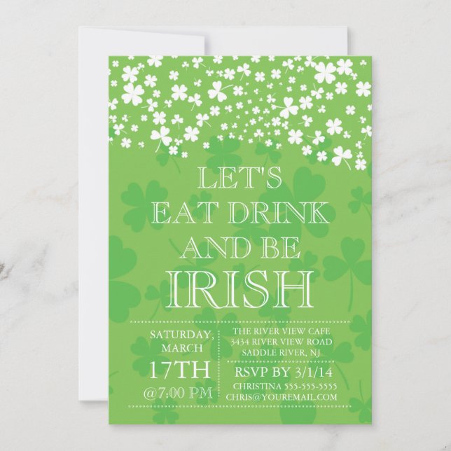 Modern Be Irish St. Patrick's Day Party Invitation (Front)