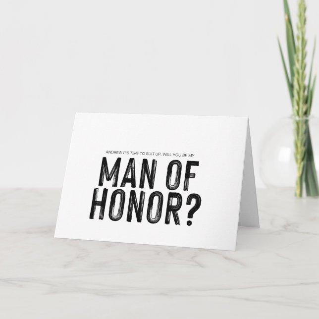 Modern Be My Man of Honor Wedding Card (Front)