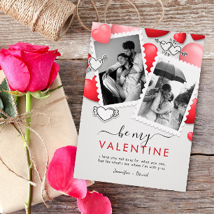 Modern Be my Valentine Photo Holiday Card