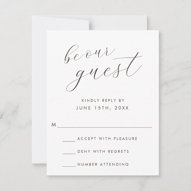 Modern Be Our Guest Wedding RSVP Card (Front)