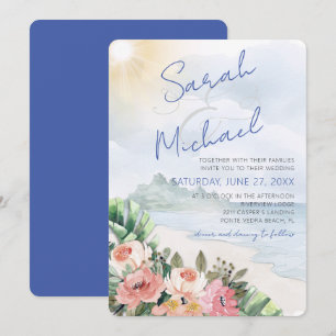 Modern Beach and Floral Wedding Invitation
