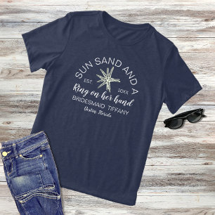 Modern Beach Bachelorette Bridesmaids Name Tri-Blend Shirt