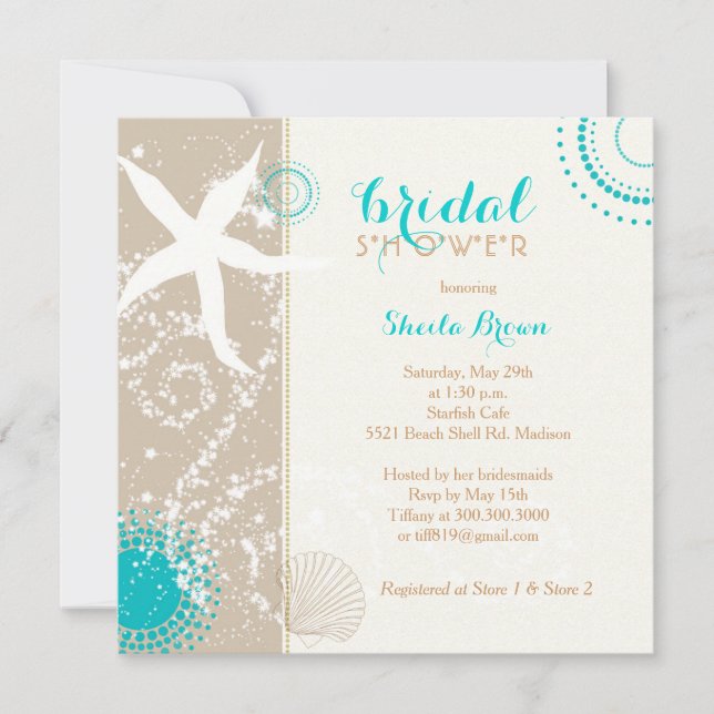 Modern Beach Bridal Shower Invitation (Front)
