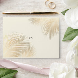 Modern Beach Coastal Palm Leafs Wedding Envelope