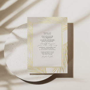 Modern Beach Coastal & RSVP QR Code Wedding Gold