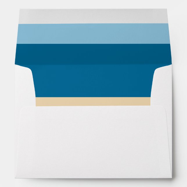 Modern beach colours sea ocean sand Beach Wedding Envelope (Back (Bottom))