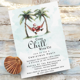 Modern Beach "Come Chill With Us" Christmas Party Invitation