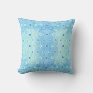 Modern Beach Cottage Aqua Blue Polka Dots Pattern Cushion