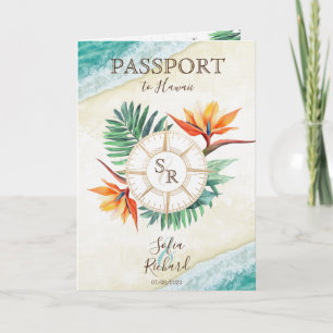 Modern Beach Destination Wedding Passport QR Code Invitation