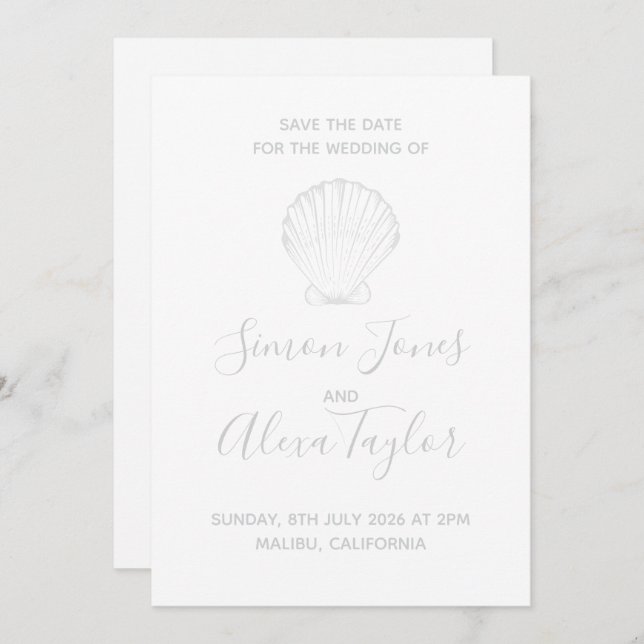 Modern Beach destination wedding save the date (Front/Back)