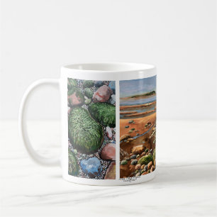 Modern Beach Greens and Sandy Browns Seascape Coffee Mug