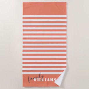 modern beach house family monogram beach towel