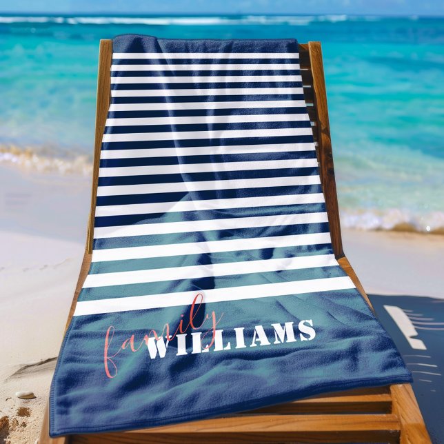 Modern Beach House Family Monogram Towel (Creator Uploaded)