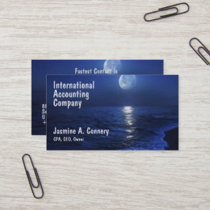 Modern Beach Moon Sea Design Business Card