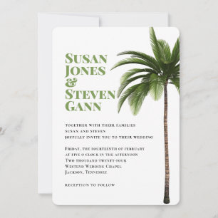 Modern Beach Palm Bold Typography Simple Wedding Invitation