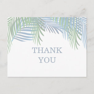 Modern Beach Palm Leaves Funeral Thank You Postcard