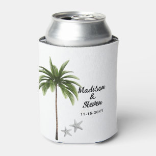 Modern Beach Palm Tree Wedding Favour  Can Cooler