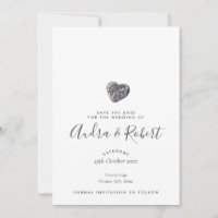 Modern Beach Pebble Heart Save the Date