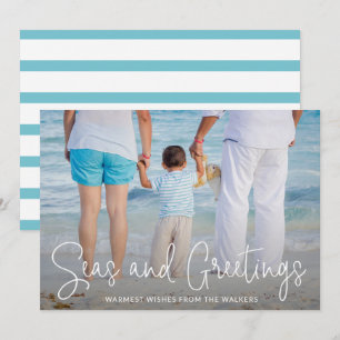 Modern Beach Photo Elegant Christmas Holiday Card
