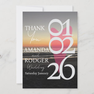 Modern Beach Photo Typography Thank You Card