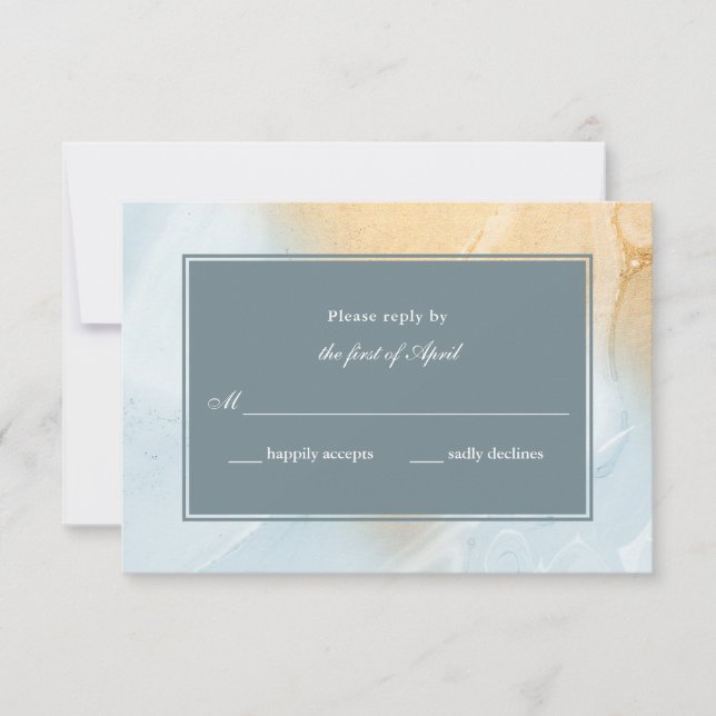 Modern Beach Sand & Ocean Wedding Reply RSVP Card (Front)