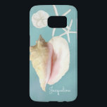 Modern Beach Seashell Conch Shell Starfish Art<br><div class="desc">Hand painted seashells that were created in a rich painterly style with elegant detail - if your happy place is at the beach, carry a piece of it with you where ever you go! Soothing, spa like colour palette with shells so real you can almost hear the waves crashing on...</div>