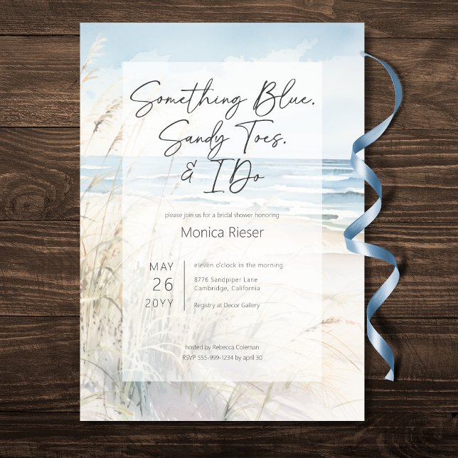 Modern Beach Something Blue Bridal Shower Invitation (Modern Beach Something Blue Bridal Shower Invitation)