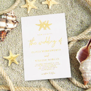Modern Beach Starfish Coastal Script Wedding