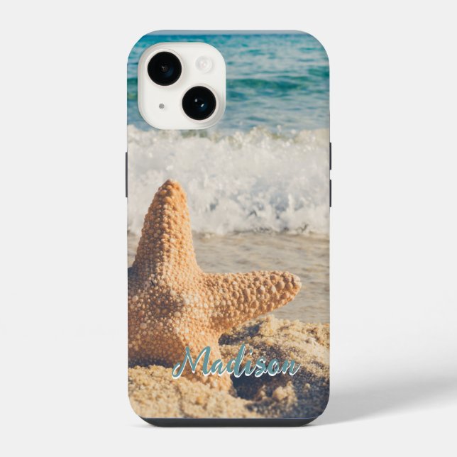  Modern Beach Starfish Shell Sky  Personalised    iPhone Case (Back)