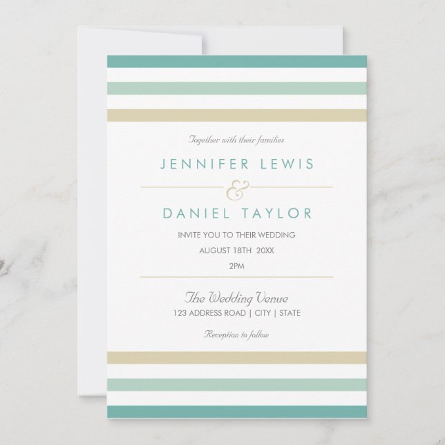 Modern Beach Stripe Wedding Invitation (Front)