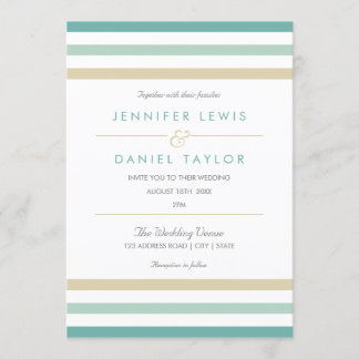 Modern Beach Stripe Wedding Invitation