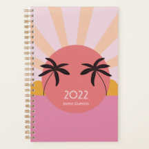 Modern beach sunrise palm tree pink 2025