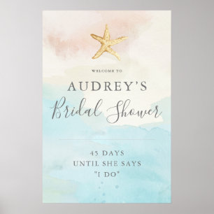 Modern Beach Themed Bridal Shower Welcome Poster