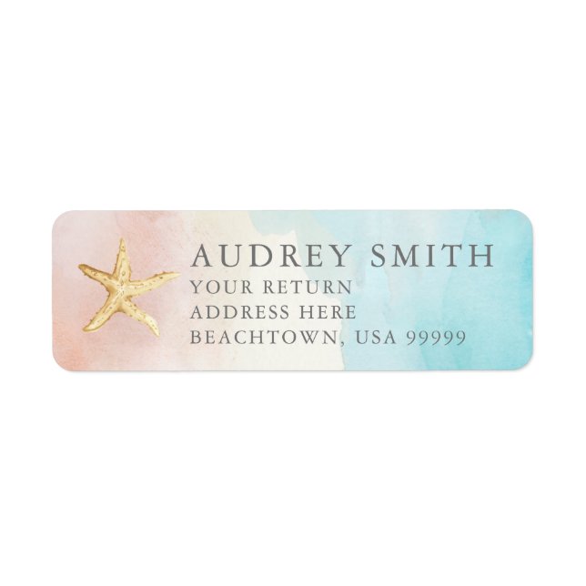 Modern Beach-Themed Return Address Labels (Front)