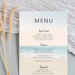 Modern Beach Wedding 3 Course Dinner Menu