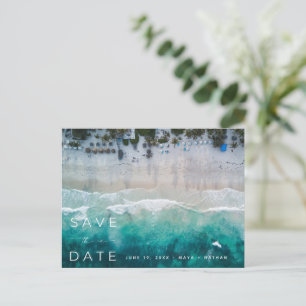 Modern Beach Wedding Budget Save the Date Announcement Postcard