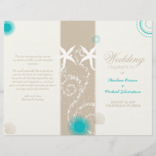 Modern Beach Wedding Celebration Bi Fold Program