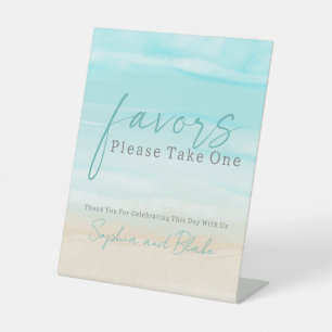 Modern Beach Wedding Favours Pedestal Sign