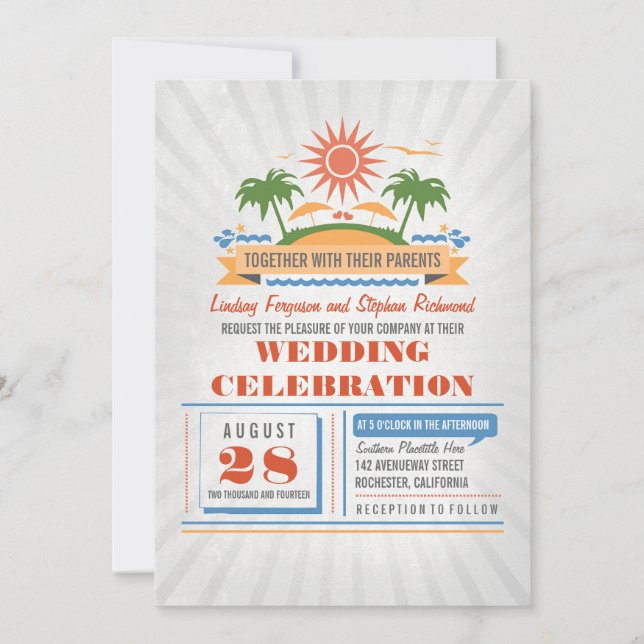 Modern Beach Wedding Invitations (Front)