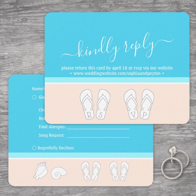 Modern Beach Wedding RSVP Meal Choice Song Request Card (Creator Uploaded)