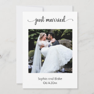 Modern Beach White/Blue Photo Wedding Announcement