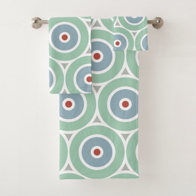 Modern Beachy Circle Design Bath Towel Set (Insitu)