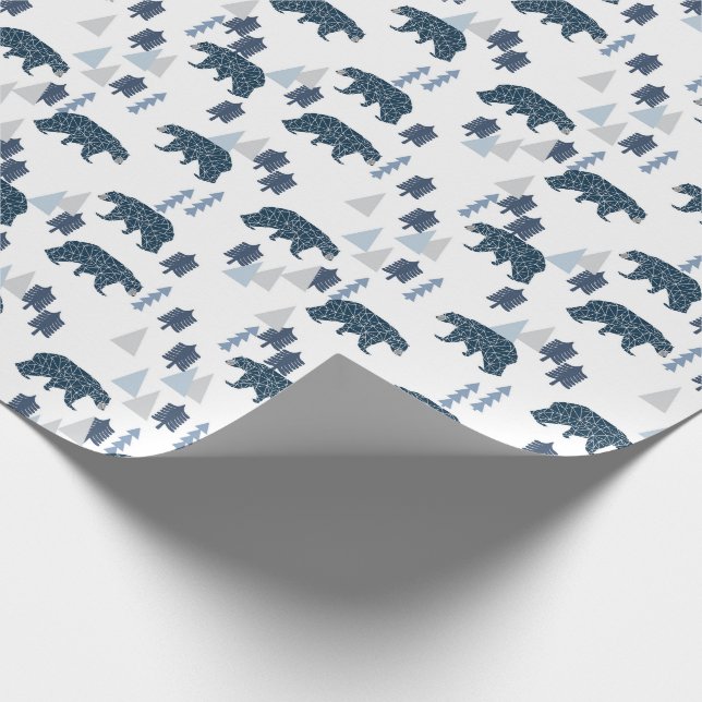 Modern Bear baby boy Wrapping Paper (Corner)