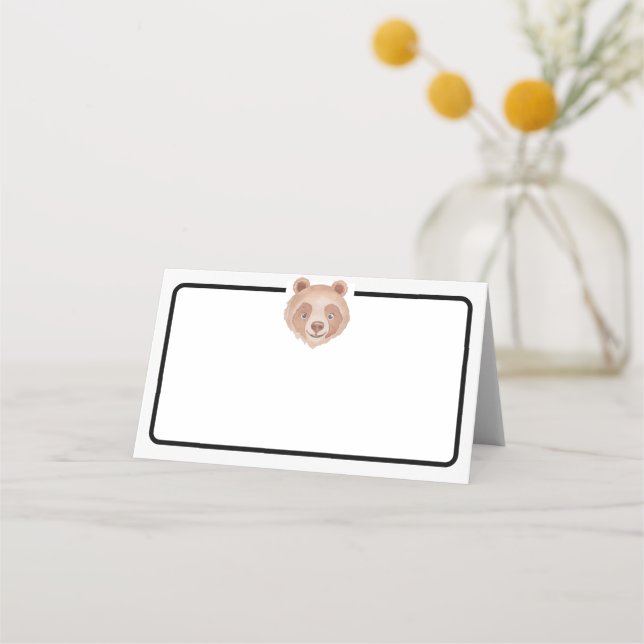 Modern Bear Birthday Place Card – Teddy Bear Table (Front)
