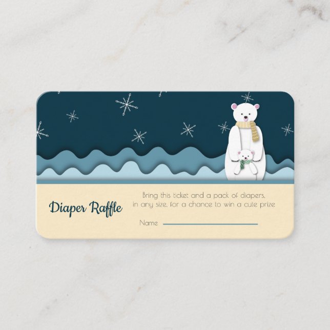 Modern Bear Gender Neutral Diaper Raffle Enclosure Card (Front)