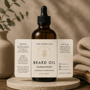 Modern Beard Oil Dropper Logo Bottle Label